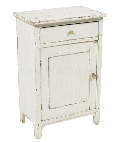 Cream Distressed Bed Side Cabinet 